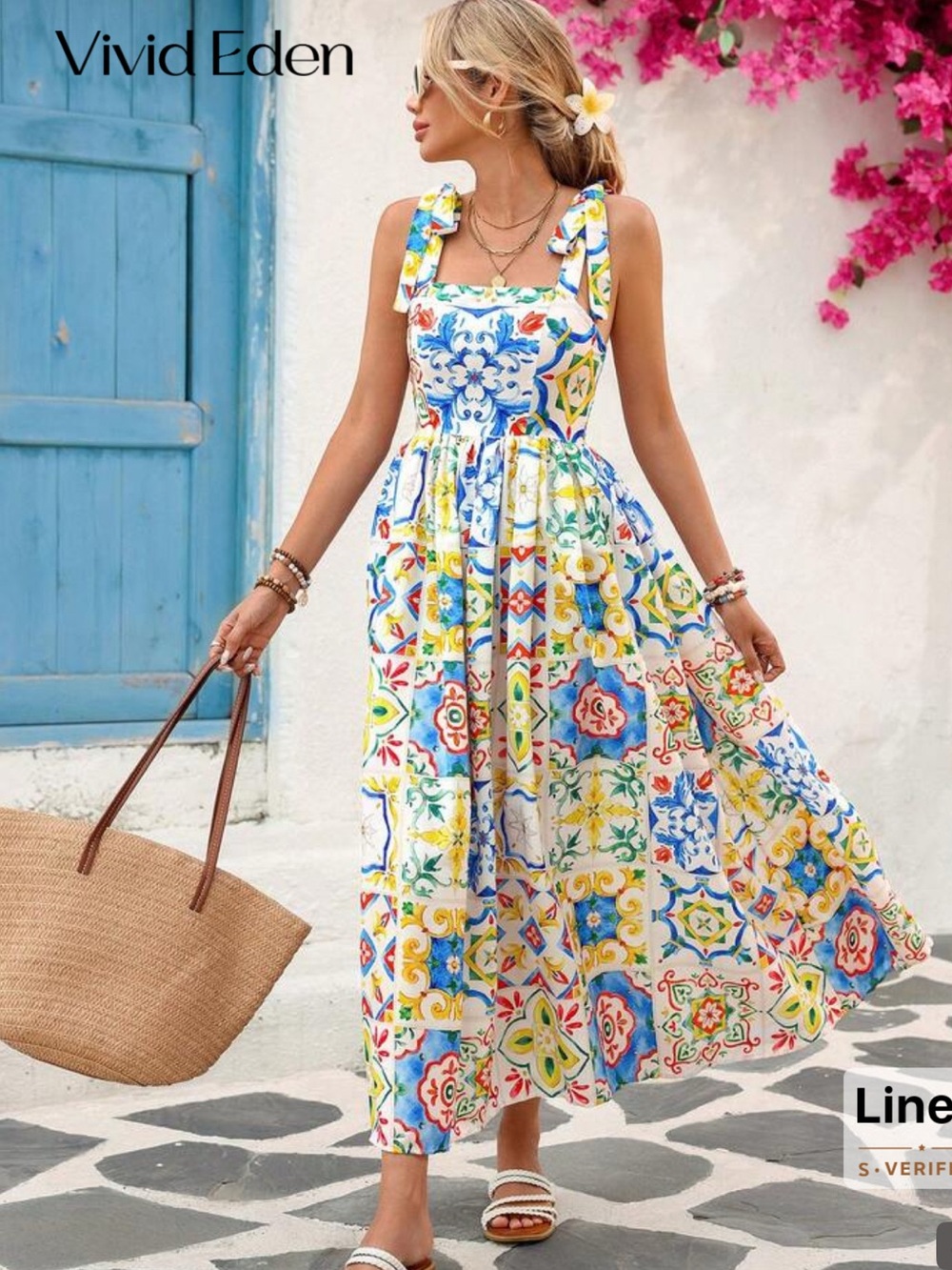 Summer Tie-Shoulder Maxi Dress